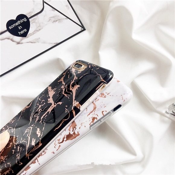 iPhone 8 Plus Rose Gold Black Marble Case New - Picture 3 of 3